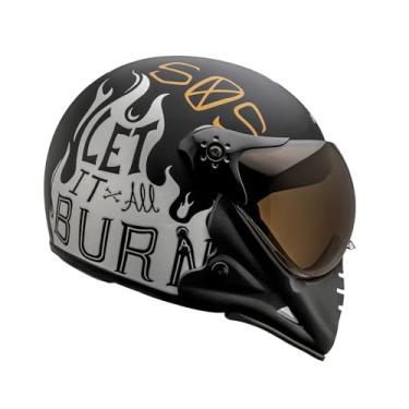 Imagem de Capacete Peels F-21 BURN PTO/PRA de Motocicleta Preto com Viseira Dourada, Design Moderno, Proteção para Motociclistas (58)