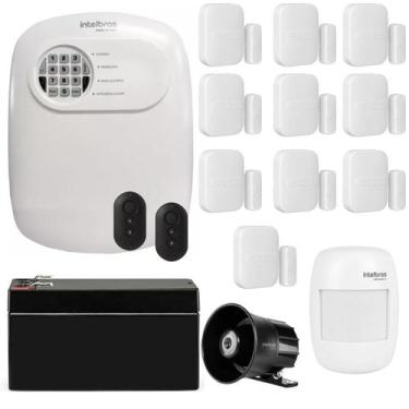 Imagem de Kit Alarme Intelbras Monitorado App Celular 11Sensor Sem Fio