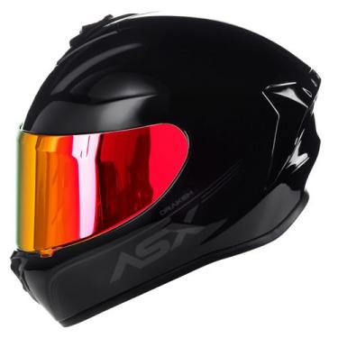 Imagem de Capacete Fechado ASX Draken Solid Preto Brilho com Viseira Colorida Ve