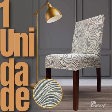 Imagem de Capa de Cadeira Linha Premium Imperial Persa - Cinza/Off White - OK Da