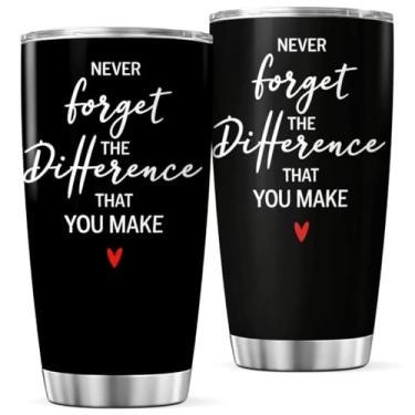 Imagem de CUBICER Never Forget The Difference That You Make Motivational Quote Design Tumbler 590 ml Presente de Aço Inoxidável para Professores Enfermeiros Amigos Colegas de Trabalho Viagem Ao Ar Livre Caneca