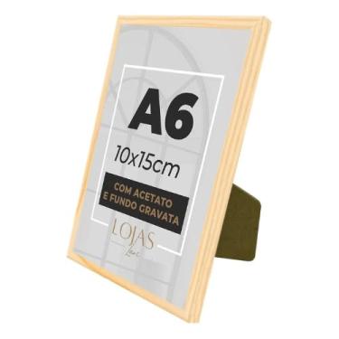 Imagem de Kit 4 Porta Retrato A6 10x15cm com Acetato fundo gravata Quadros Molduras Fotos (Madeira Clara)