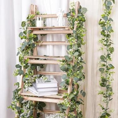 Imagem de 1 peça de videira simulada, flor artificial de folha de eucalipto, pingente de planta verde videira, confiável e durável, adequado para uso diário