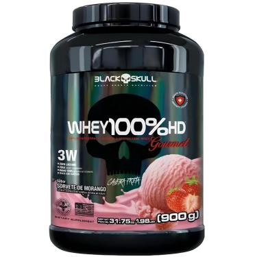 Imagem de Whey Protein 100 HD Pote 900g GOURMET Concentrado Isolado Hidrolisado Black Skull-Unissex