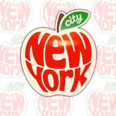 Imagem de 3 adesivos de maçã da cidade de Nova York, decalque de vinil retrô de lembrança de viagem NYC para laptop, garrafa de água, diário, bagagem de carro, adesivo de presente turístico de Nova York, 7,6 cm