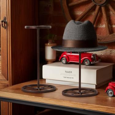 Imagem de Suporte de chapéu de caubói, suporte de chapéu de caubói, exibição de chapéu, roda de vagão de decoração ocidental, suportes de chapéu para mesa, presentes de cowboys para homens, suporte de chapéu de