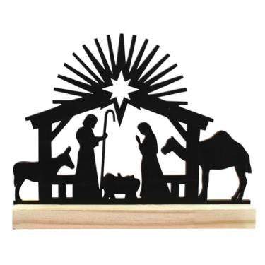 Imagem de Placa Decorativa Natalina em MDF 18x14cm - Acabamento Premium com Base em Pinus para Mesa