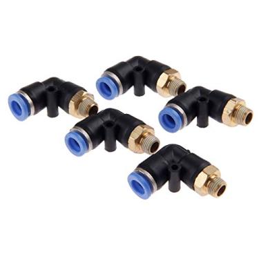 Imagem de 5pcs M5"1/8'1/4' '3/4' '3/8' '1/2' Encaixes pneumáticos de conexão pneumática cotovelo Empurre rápido no encaixe do tubo do conector para o tubo de mangueira 4/6/ 8/10/ 12mm YYDFPIIA