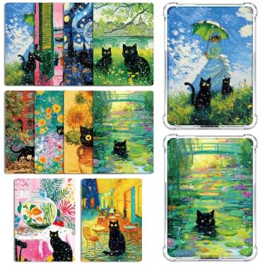 Imagem de Rngmsi Inserção de cartolina para capa transparente – 10 peças de inserções de cartolina de gato preto compatíveis com Kindle Paperwhite 11 a 12, 6,9 x 4,20 cm, papéis de gato para E-Reader