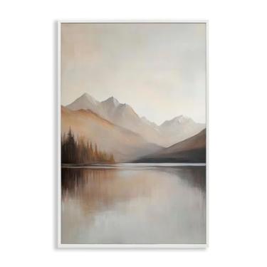 Imagem de Stupell Industries Muted Lake Neutral Landscape Black Framed Giclee Art, design by Petal Prints Design, 76 x 50 cm
