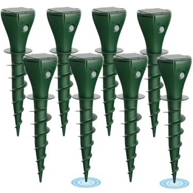 Imagem de Pacote com 8 estacas de repelente de toupeiras solares sônicas para quintal e jardim – Repelente ultrassônico de animais ao ar livre para toupeiras, esquilos, ratazanas, esquilos, cobras – à prova