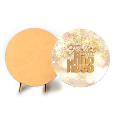 Imagem de Painel Redondo C Elastico 50cm Ano Novo + Suporte MDF (ANV059)