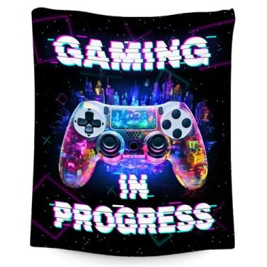 Imagem de Cobertor para meninos - Cobertores de jogos para adolescentes e adultos - Presentes legais para jogadores para homens - 152 x 203 centímetros aconchegantes mantas de lã