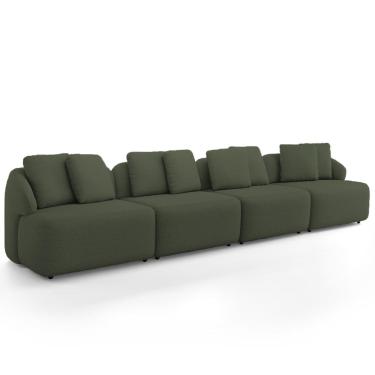 Imagem de Sofá 4 Lugares Para Sala de Estar Living 314cm Arlo F04  Linho Verde - Lyam Decor