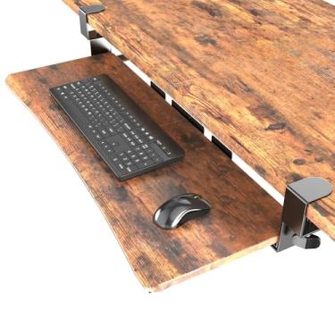 Imagem de UPGRAVITY Bandeja de teclado extragrande embaixo da mesa - Deslize para fora com sistema de montagem resistente com clipe C, 80 cm (91 cm incluindo braçadeiras) x 30 cm bandeja de teclado removível