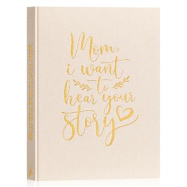 Imagem de Lanpn Diário guiado da história da mãe com mais de 270 instruções, capa dura de linho, livro de histórias da mãe, diário de lembrança para preencher, presente de aniversário e Natal para mãe, bege