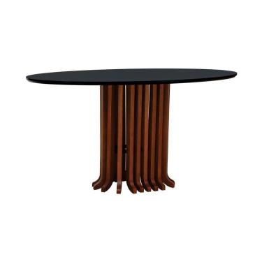 Imagem de Mesa De Jantar Denver Tampo Oval 160x90cm Amêndoa-preto