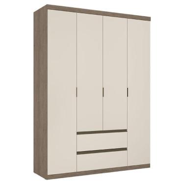 Imagem de Guarda Roupa Solteiro Nobre 4 Portas Rustic Off White Acetinado - Thb