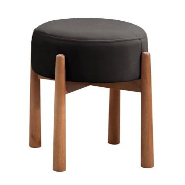 Imagem de Puff Banqueta Lotus Luxo Madeira Maciça Castellar Móbile Corino Preto