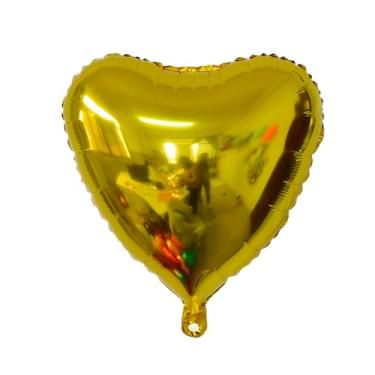 Imagem de BALAO METALIZADO CORACAO C/CANUDO DOURADA 5" C/ 6 UNIDADES