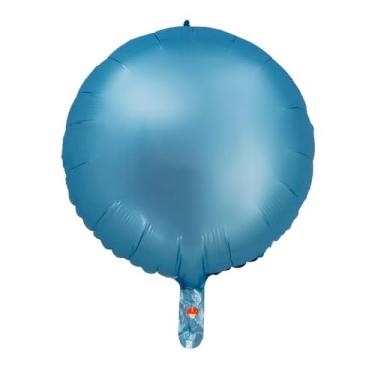 Imagem de BALAO CROMADO REDONDO C/CANUDO AZUL BEBE 18"