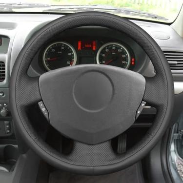 Imagem de MEWANT Capa de volante costurada à mão para Renault Clio 2 2001-2008 / Twingo 2 2007-2014 / Dacia Sandero 2008-2012 / Clio acessórios para o volante