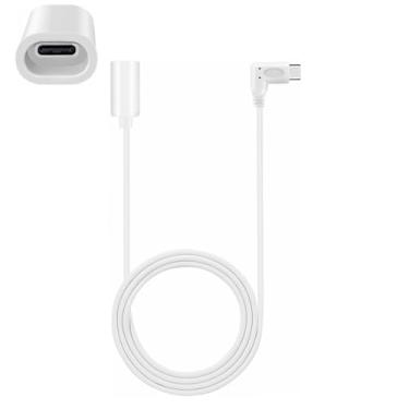 Imagem de Cabo de extensão USB-C longo de ângulo reto, à prova d'água: cabo macho para fêmea tipo C de 90° compatível com iPhone 15/16, MagSafe, HomePod e mais dispositivos de interface tipo C (branco, 20 pés)