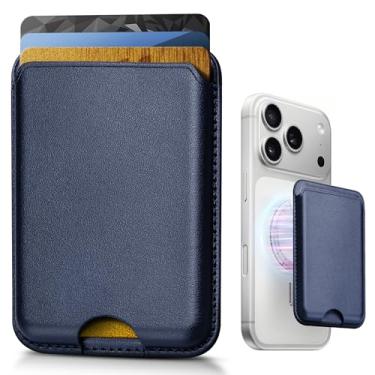 Imagem de KCEASUA Carteira magnética mais forte para iPhone 17/16/15/14/13/12 séries e para capas compatíveis com MagSafe, porta-cartão magnético de couro com bloqueio RFID, carteira de telefone com ímã N52