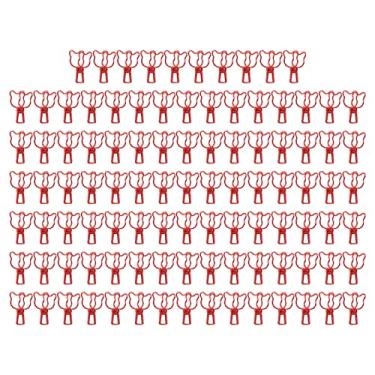 Imagem de Clipes de pasta bonito urso oco forte força de fixação metal pequenos clipes de pasta para documentos certificados bilhetes material escolar de escritório 100 pçs (Vermelha)