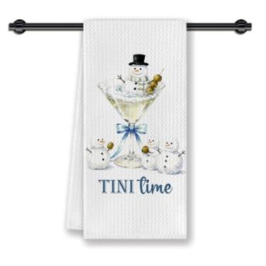 Imagem de CosxHabitat Toalhas de prato de cozinha martini engraçadas de Natal, presentes para amantes de coquetéis de martini, toalhas de chá de mão decorativas de Natal para carrinho de bar de cozinha, 40 x 61