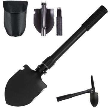 Imagem de Pá de acampamento dobrável 3 em 1 pá de sobrevivência de aço de alto carbono pá tática portátil para emergência ao ar livre, carro off-road, escavação, jardinagem