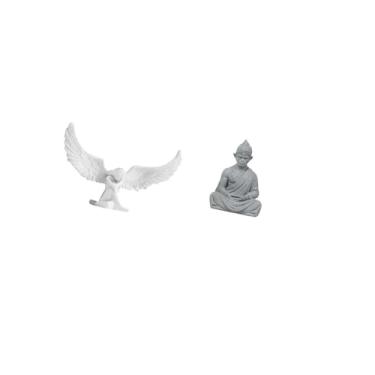 Imagem de Fenteer Estatueta de Anjo E Macaco de Resina, Escultura de Buda para Decoração de Escritório, Casa, Inauguração de Casa, Estante, Corredor, Hotel, Pátio, Expo