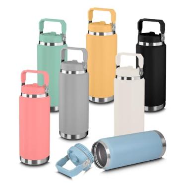 Imagem de Garrafa Térmica Parede Dupla em Aço Inox cores 900ml com Alça (Azul)