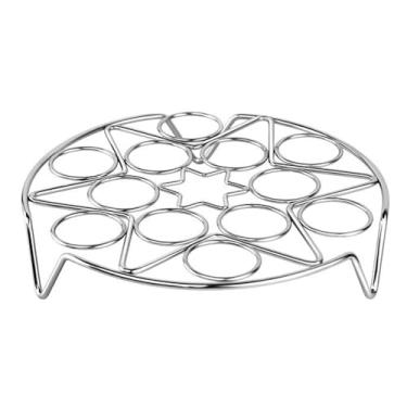 Imagem de Cremalheira do vaporizador do ovo de Sunicon, suporte portátil redondo de aço inoxidável da cesta do trivet do navio da cremalheira do ovo compatível com accessoires instantâneos