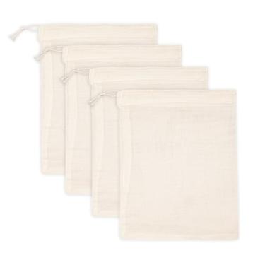 Imagem de PurpleEssences Sacos vazios de especiarias para cozinhar sopa - Sacos de gaze de musselina de algodão natural cru com cordão para chá, ervas, caldo de osso, bebida fria e coar - natural (10, 30 x 35