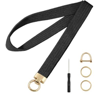 Imagem de Kyllog Cordão de pescoço elástico, cordão bonito para mulheres e homens, professor, cordão longo para crachá de identificação, cordão de crachá para chaves, carteira de telefone (preto)