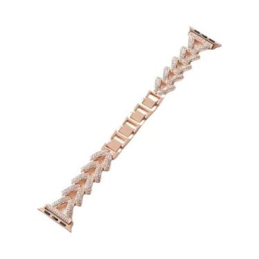 Imagem de Pulseira De Metal Com Diamantes Para Apple Watch Series 9 8 7 SE 6 Ult