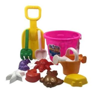 Imagem de Balde De Praia De Areia E Piscina Com Acessórios - Corpo Dourado Moda 