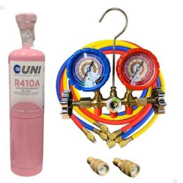 Imagem de Kit Gas R410 Manifold R22 r134 r404 Par Adaptador R410a - Refrigeração