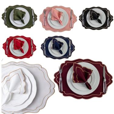 Imagem de Kit 12 Peças 6 Lugares Sousplat e Jogo Americano Realeza Bordado Dourado – Marfim