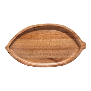 Imagem de Baoblaze Bandeja de madeira para alimentos, prato para frutas secas, travessa para servir sobremesas e xícaras de café, Folhas Pequenas