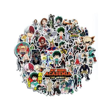 Imagem de Pacote de adesivos My Heros Academias Anime 50 unidades de 3-8 cm
