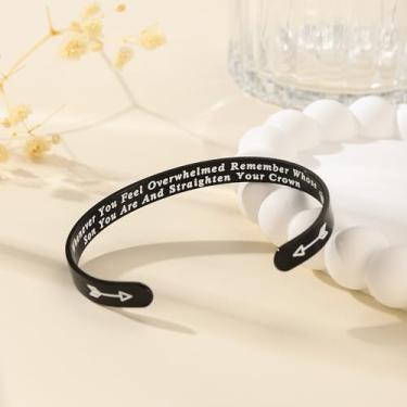 Imagem de Pulseiras femininas de aço inoxidável modernas inspiradoras preto/ouro rosa/prata berloques delicados presentes de aniversário personalizados joias de verão à prova d'água, One Size, Aço inoxidável