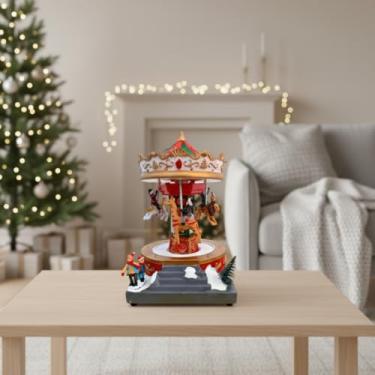 Imagem de Carrossel Natalino Decorativo Cenario Com Luz Som Movimento 20cm