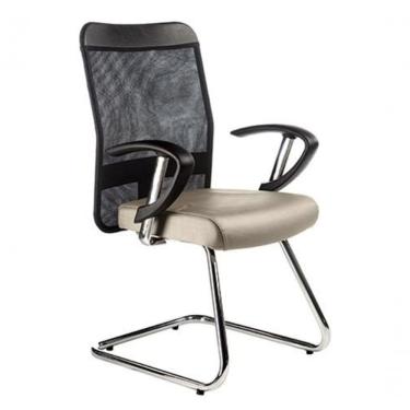 Imagem de Cadeira Diretor Base Fixa Cromada Tela Mesh Bege