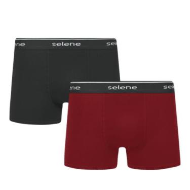 Imagem de Kit c/ 2 Cuecas Boxer Em Algodão Selene 11450, P, Preto e vermelho