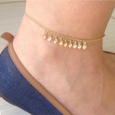 Imagem de Tornozeleira Vários Corações Banhado A Ouro