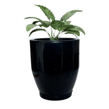 Imagem de Vaso Redondo Polietileno Planta Moderno Bojo Liso Jardim Casa (Preto)