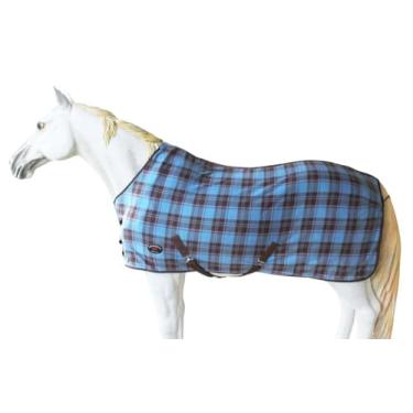 Imagem de 193 cm Cavalo Polar Fleece Cooler Manta de Exercício Absorvente de Umidade Azul Céu Xadrez 43EE14