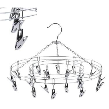 Imagem de Varal Prendedor Roupa Bebe Calcinha Cueca Dobrável Inox 20 Prendedores (Prata)